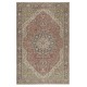 Vintage Turkish Red Area Rug for Living Room Decor. Hand-knotted Wool Carpet with Medallion Design