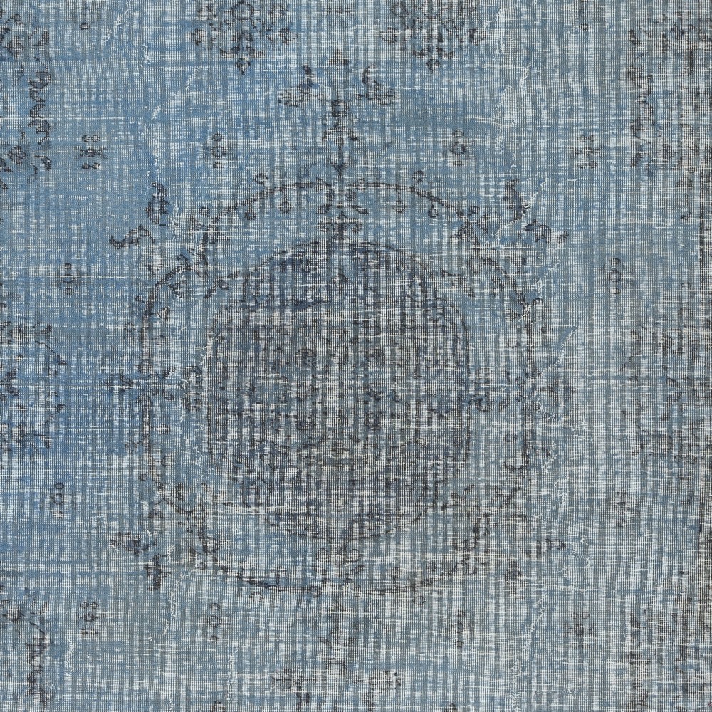 Hand-knotted Vintage Turkish Wool Area Rug Overdyed in Blue for Modern Interiors