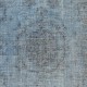 Hand-knotted Vintage Turkish Wool Area Rug Overdyed in Blue for Modern Interiors