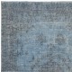 Hand-knotted Vintage Turkish Wool Area Rug Overdyed in Blue for Modern Interiors
