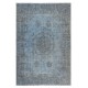 Hand-knotted Vintage Turkish Wool Area Rug Overdyed in Blue for Modern Interiors