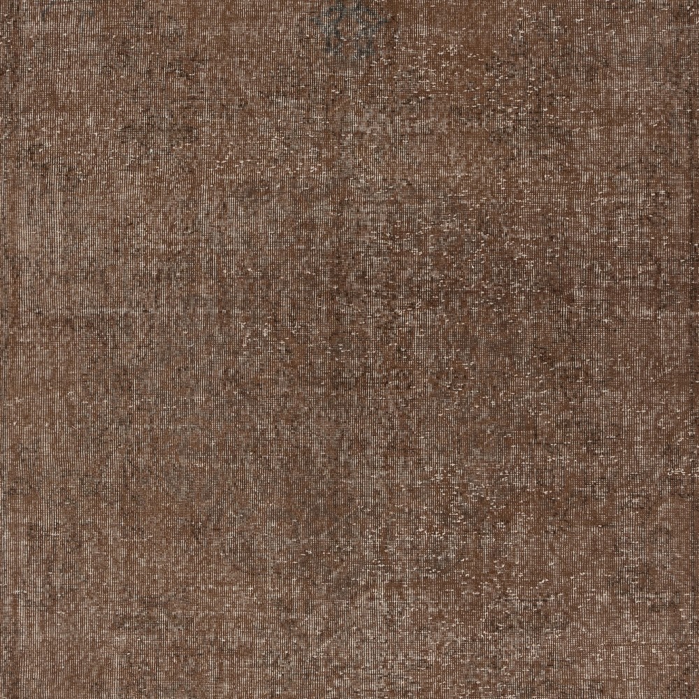Vintage Handmade Turkish Wool Area Rug Redyed in Brown color for Modern Interiors