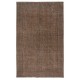 Vintage Handmade Turkish Wool Area Rug Redyed in Brown color for Modern Interiors