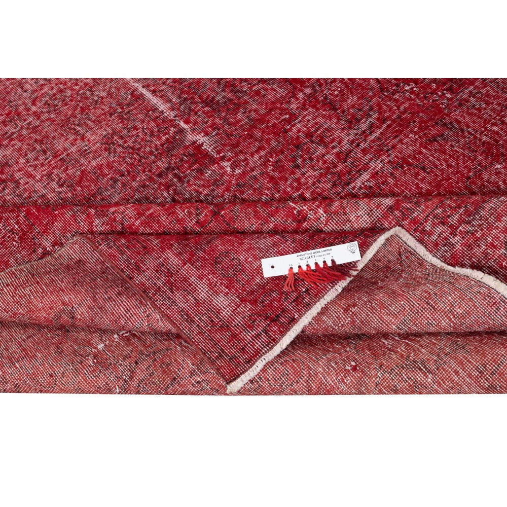 Vintage Handmade Turkish Wool Area Rug Redyed in Red for Modern Interiors Vintage Handmade Turkish Wool Area Rug Redyed in Red for Modern Interiors