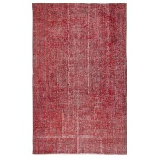Vintage Handmade Turkish Wool Area Rug Redyed in Red for Modern Interiors