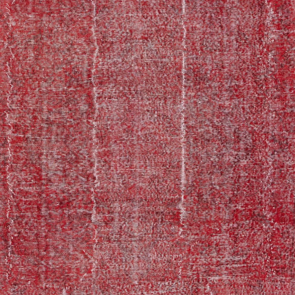 Vintage Handmade Turkish Wool Area Rug Redyed in Red for Modern Interiors Vintage Handmade Turkish Wool Area Rug Redyed in Red for Modern Interiors