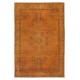 Orange Overdyed Vintage Turkish Area Rug. Hand-Knotted Wool Carpet for Modern Interiors Orange Overdyed Vintage Turkish Area Rug. Hand-Knotted Wool Carpet for Modern Interiors