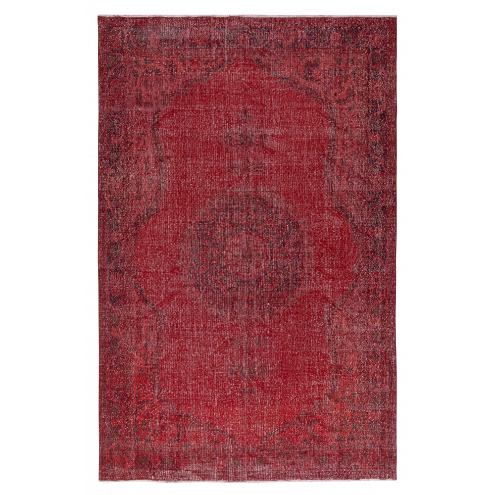 Vintage Red Wool Area Rug. Handmade Turkish Rug for Contemporary Spaces Vintage Red Wool Area Rug. Handmade Turkish Rug for Contemporary Spaces