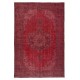 Vintage Handmade Wool Rug. Red Turkish Area Rug for Modern Home Vintage Handmade Wool Rug. Red Turkish Area Rug for Modern Home