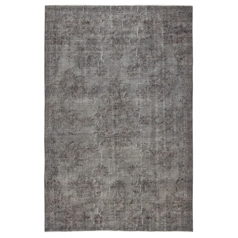 Gray Redyed Vintage Turkish Wool Rug. Handmade and Hand-Knotted Area Carpet for Modern Interiors Gray Redyed Vintage Turkish Wool Rug. Handmade and Hand-Knotted Area Carpet for Modern Interiors