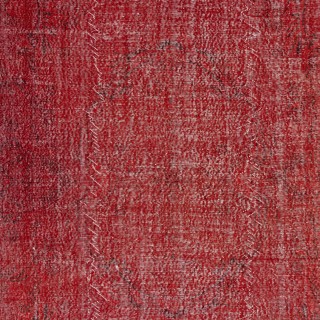 Modern Red Turkish Rug for Bedroom. Vintage Handmade Wool Area Rug for Living Room