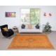 Handmade Turkish Wool Area Rug. Vintage Overdyed Orange Rug for Modern Home Handmade Turkish Wool Area Rug. Vintage Overdyed Orange Rug for Modern Home