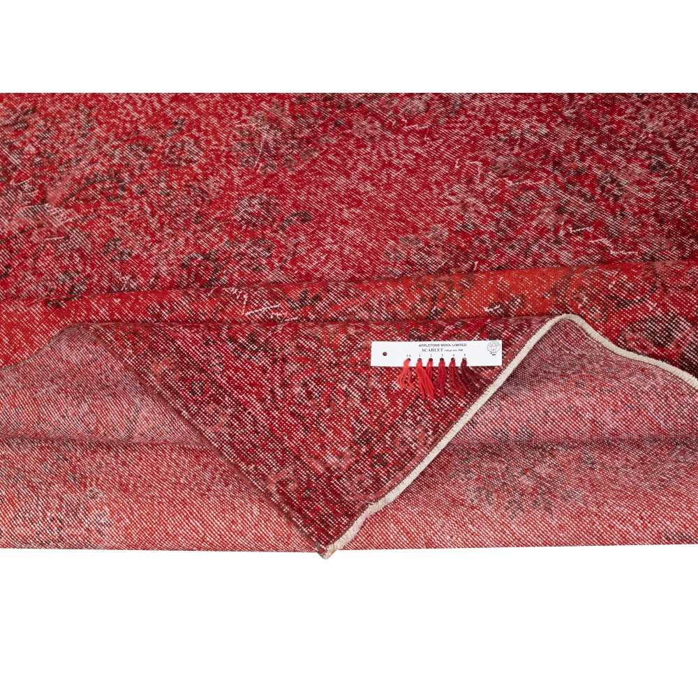 Red Overdyed Vintage Area Rug, Handwoven and Handknotted in Turkey for Modern Interiors Red Overdyed Vintage Area Rug, Handwoven and Handknotted in Turkey for Modern Interiors