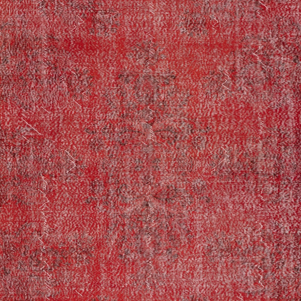 Red Overdyed Vintage Area Rug, Handwoven and Handknotted in Turkey for Modern Interiors Red Overdyed Vintage Area Rug, Handwoven and Handknotted in Turkey for Modern Interiors