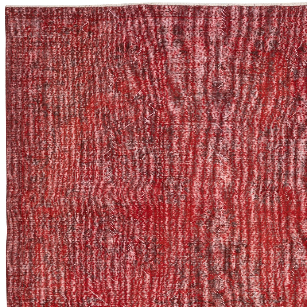Red Overdyed Vintage Area Rug, Handwoven and Handknotted in Turkey for Modern Interiors Red Overdyed Vintage Area Rug, Handwoven and Handknotted in Turkey for Modern Interiors