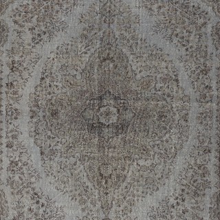 Gray Redyed Vintage Turkish Wool Rug. Handmade Area Carpet for Modern Interiors