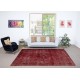 Handmade Turkish Wool Rug. Vintage Red Overdyed Area Rug for Living Room