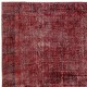 Handmade Turkish Wool Rug. Vintage Red Overdyed Area Rug for Living Room