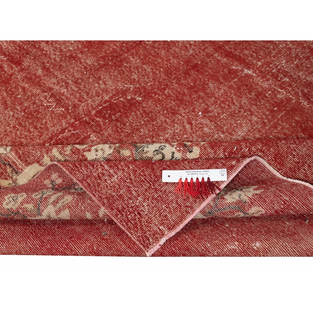 One-of-a-pair Vintage Hand-Knotted Chinese Art Deco Design Red Area Rug One-of-a-pair Vintage Hand-Knotted Chinese Art Deco Design Red Area Rug
