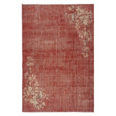 One-of-a-pair Vintage Hand-Knotted Chinese Art Deco Design Red Area Rug