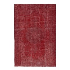Vintage Red Wool Area Rug. Handmade Turkish Rug for Contemporary Spaces