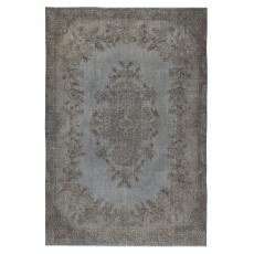 Gray Overdyed Area Rug, Handknotted and Handwoven in Turkey