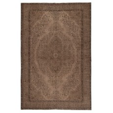 Vintage Handmade Wool Rug. Brown Turkish Area Rug for Modern Home and office