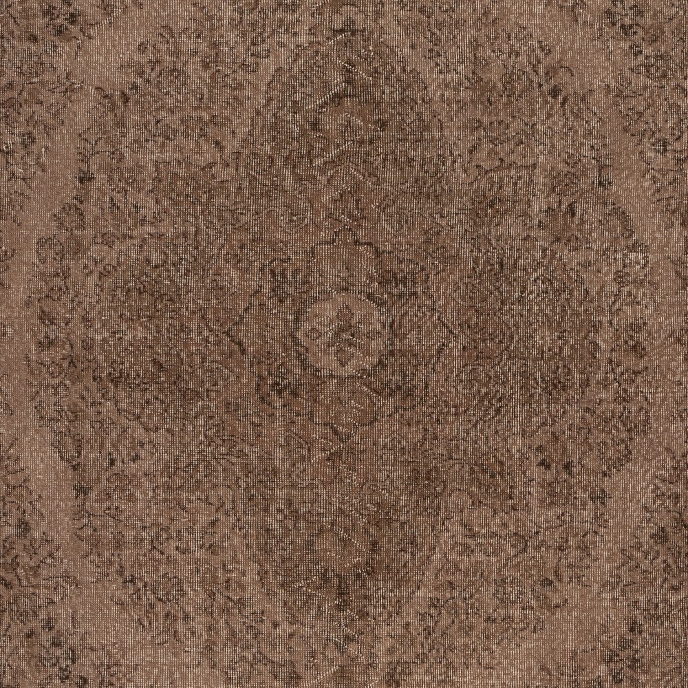 Vintage Handmade Wool Rug. Brown Turkish Area Rug for Modern Home and office