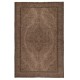 Vintage Handmade Wool Rug. Brown Turkish Area Rug for Modern Home and office
