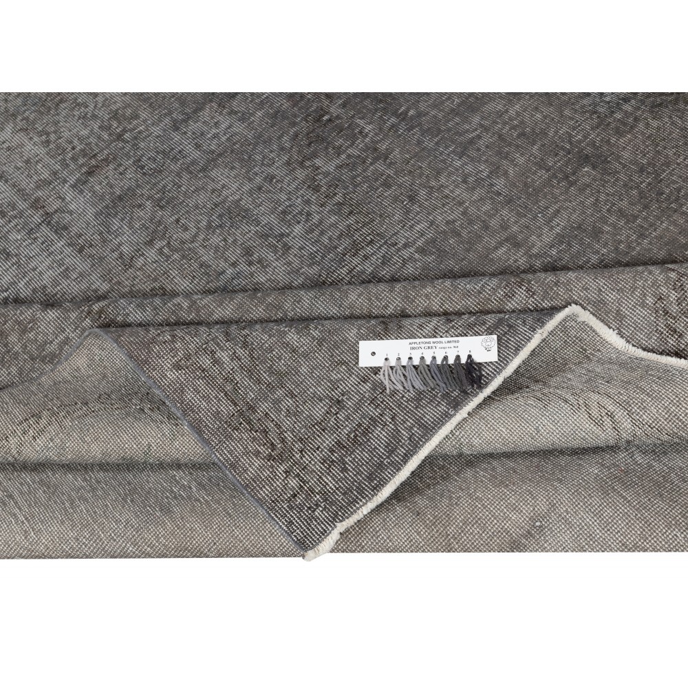 Vintage Wool Area Rug Overdyed in Gray for Modern Interiors. Hand-knotted in Turkey