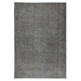 Vintage Wool Area Rug Overdyed in Gray for Modern Interiors. Hand-knotted in Turkey