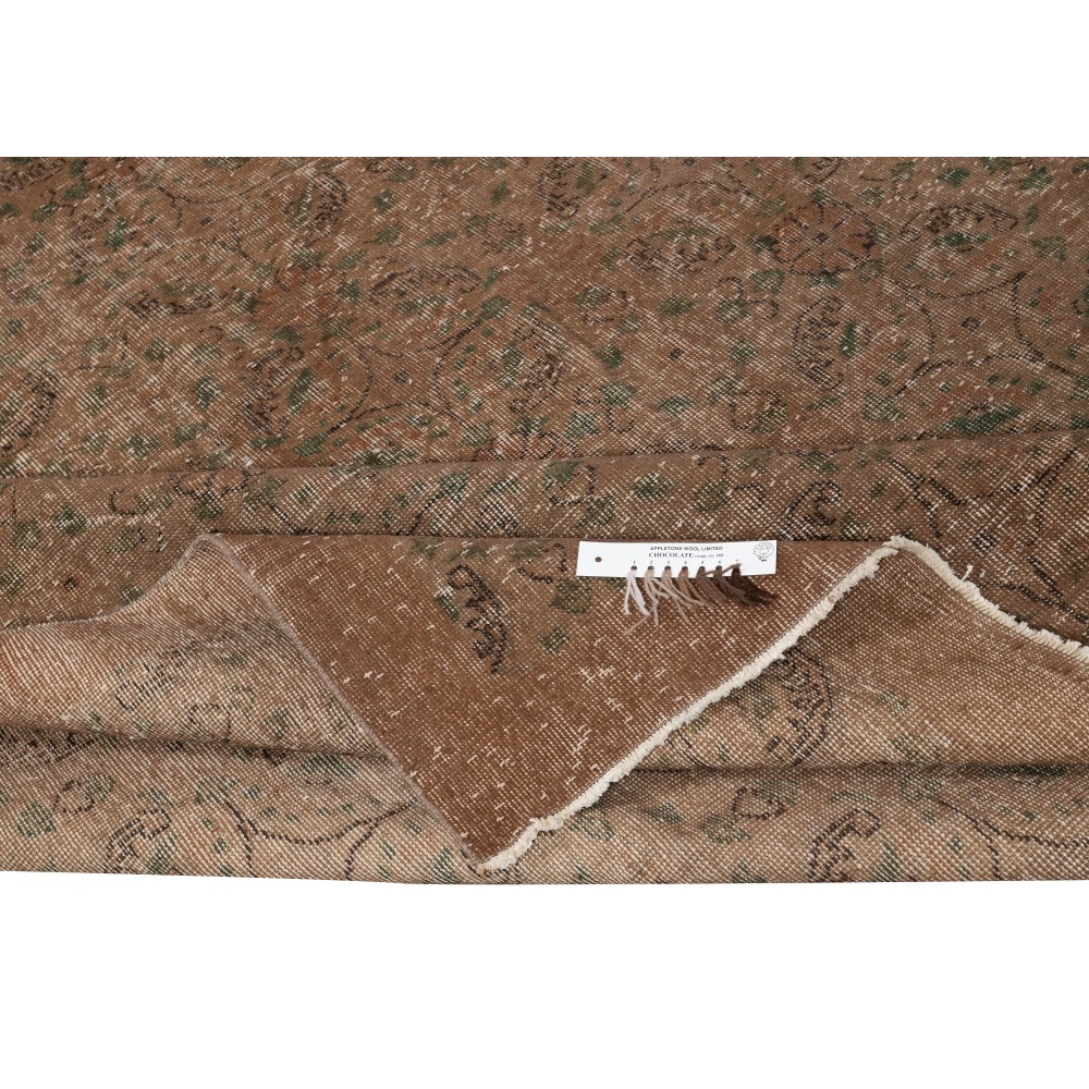 Hand-knotted Vintage Turkish Wool Area Rug Overdyed in Brown for Modern Interiors