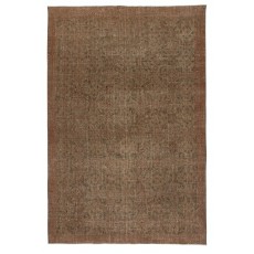 Hand-knotted Vintage Turkish Wool Area Rug Overdyed in Brown for Modern Interiors