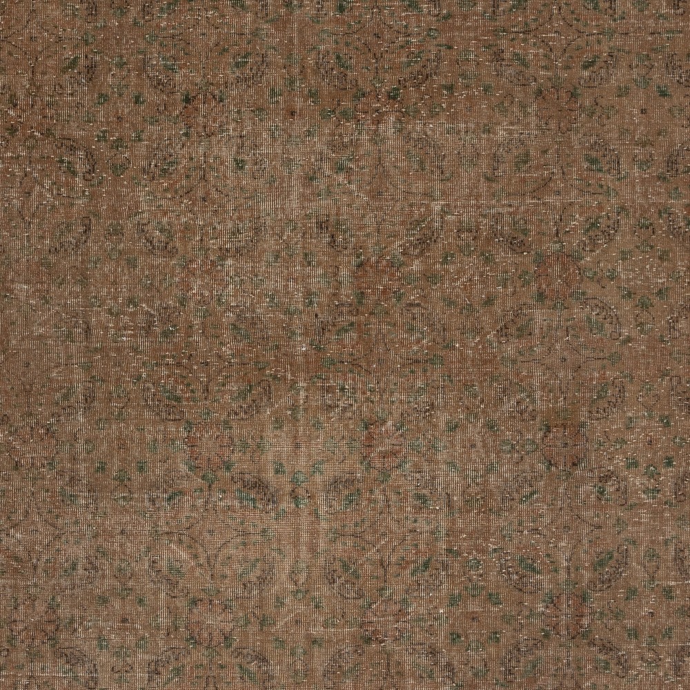 Hand-knotted Vintage Turkish Wool Area Rug Overdyed in Brown for Modern Interiors