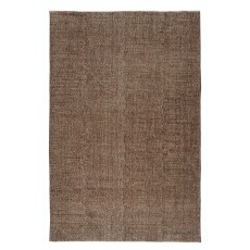 Brown Overdyed Handmade Wool Rug. Vintage Turkish Area Rug for Living Room