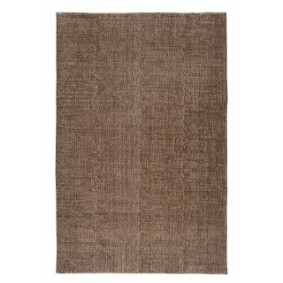 Brown Overdyed Handmade Wool Rug. Vintage Turkish Area Rug for Living Room