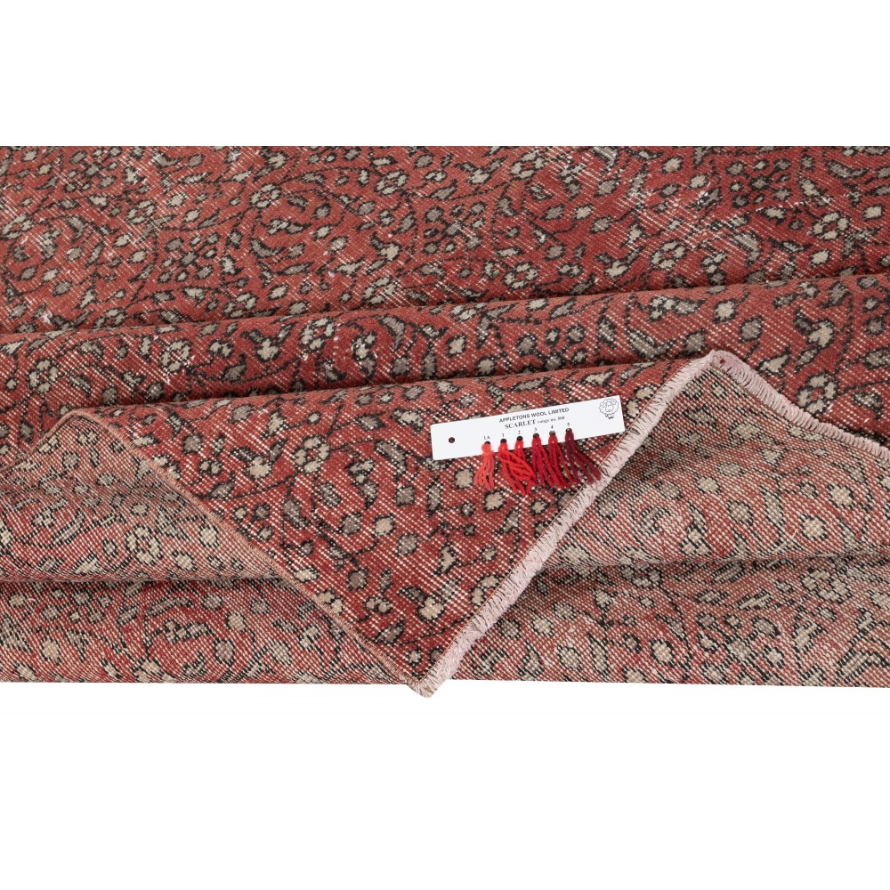 Hand-knotted Vintage Turkish Red Wool Area Rug with Floral Design for Home and Office Decor Hand-knotted Vintage Turkish Red Wool Area Rug with Floral Design for Home and Office Decor