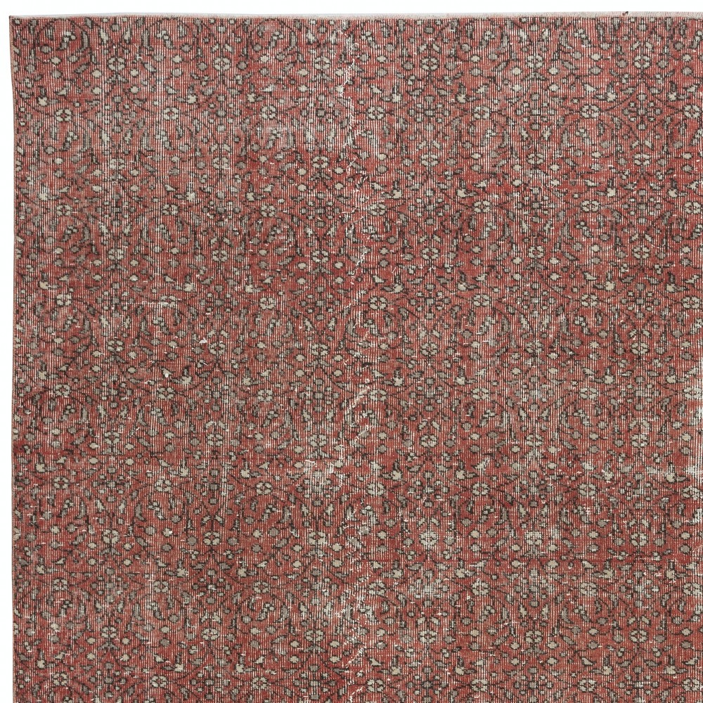 Hand-knotted Vintage Turkish Red Wool Area Rug with Floral Design for Home and Office Decor Hand-knotted Vintage Turkish Red Wool Area Rug with Floral Design for Home and Office Decor
