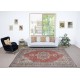Traditional Vintage Handmade Turkish Area Rug. Hand-knotted Wool Carpet with Medallion Design