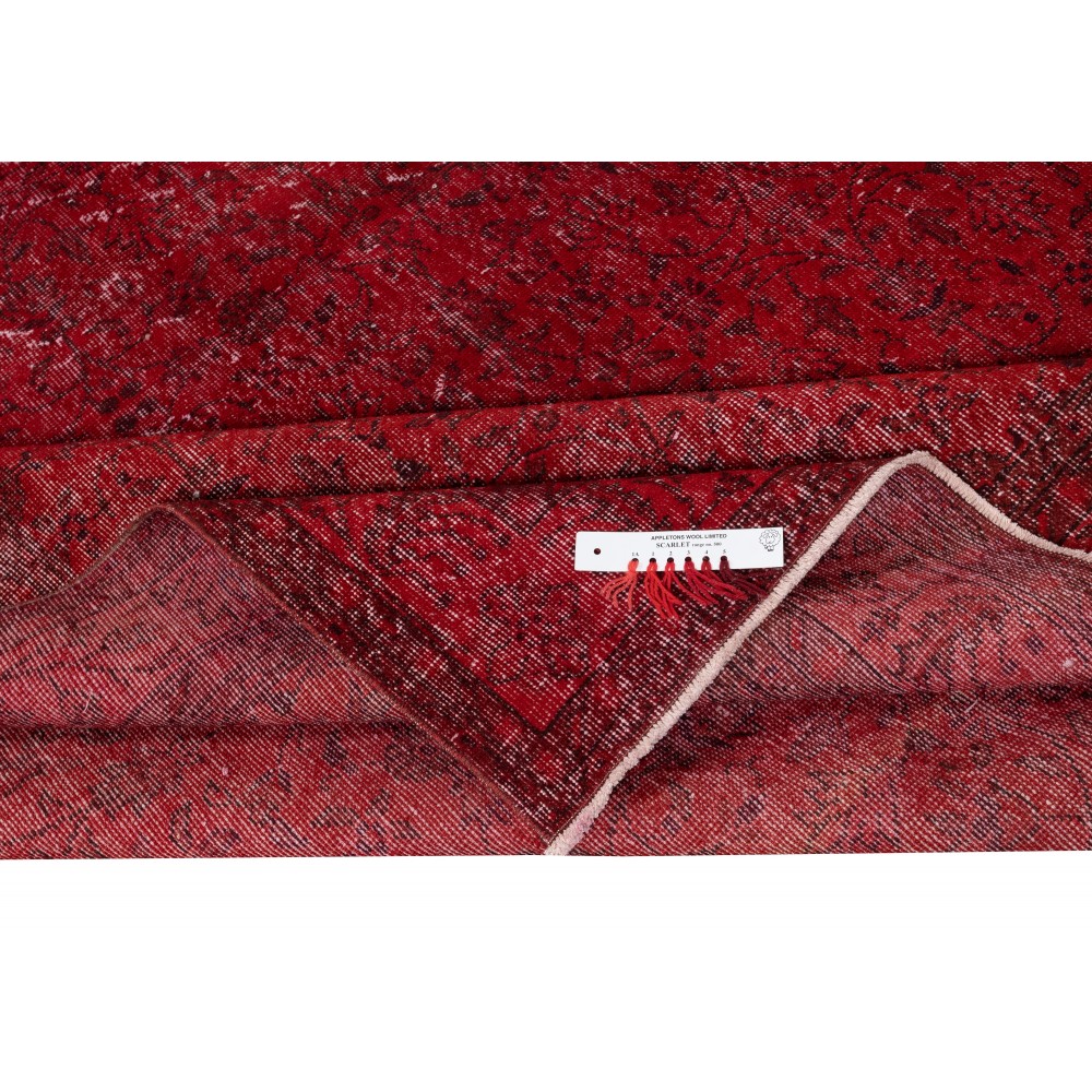 Hand-knotted Vintage Turkish Wool Area Rug Overdyed in Red for Modern Interiors Hand-knotted Vintage Turkish Wool Area Rug Overdyed in Red for Modern Interiors