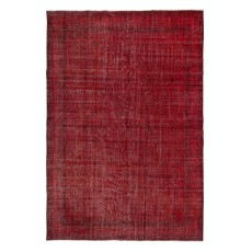 Hand-knotted Vintage Turkish Wool Area Rug Overdyed in Red for Modern Interiors