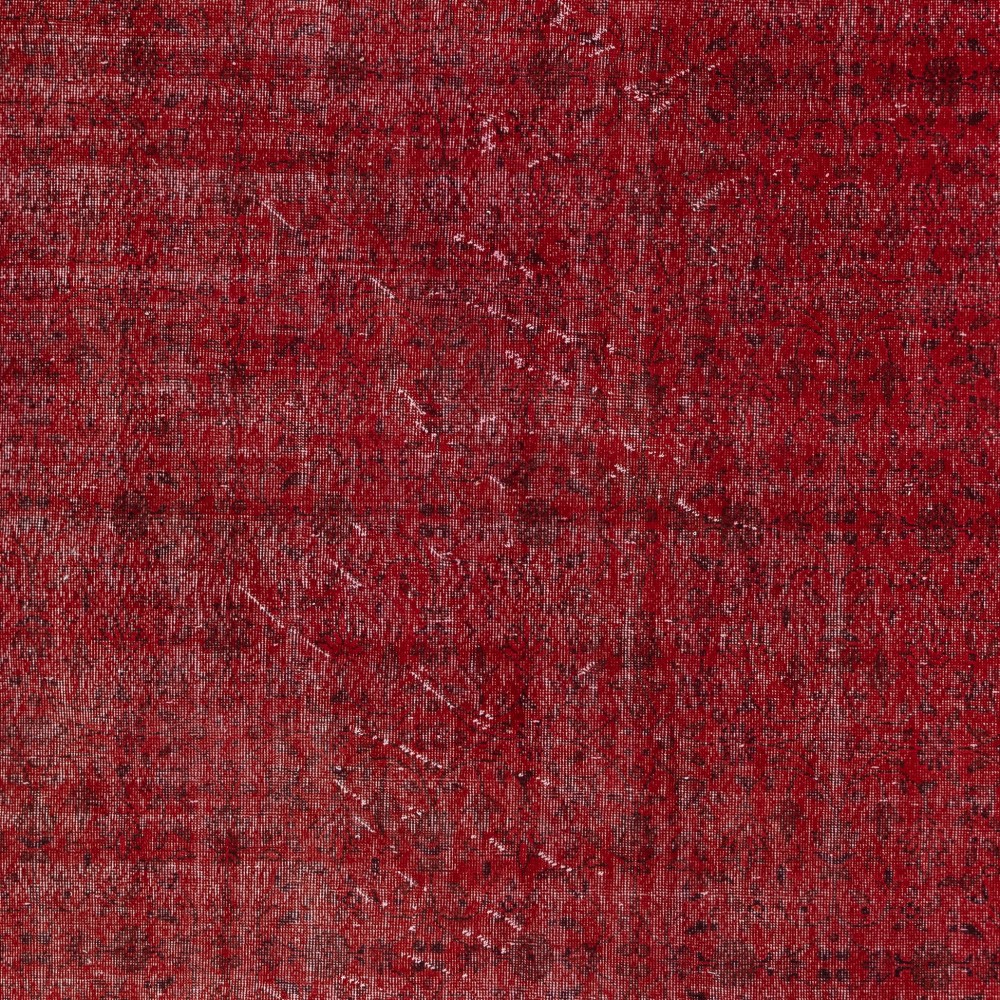 Hand-knotted Vintage Turkish Wool Area Rug Overdyed in Red for Modern Interiors Hand-knotted Vintage Turkish Wool Area Rug Overdyed in Red for Modern Interiors