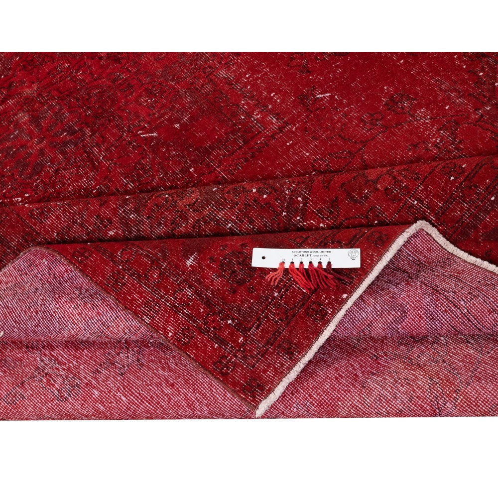 Vintage Handmade Turkish Wool Area Rug Overdyed in Red for Contemporary Interiors Vintage Handmade Turkish Wool Area Rug Overdyed in Red for Contemporary Interiors