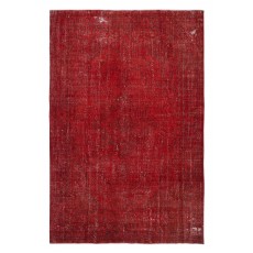 Vintage Handmade Turkish Wool Area Rug Overdyed in Red for Contemporary Interiors