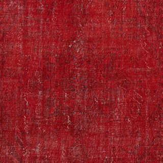 Vintage Handmade Turkish Wool Area Rug Overdyed in Red for Contemporary Interiors