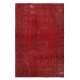 Vintage Handmade Turkish Wool Area Rug Overdyed in Red for Contemporary Interiors Vintage Handmade Turkish Wool Area Rug Overdyed in Red for Contemporary Interiors