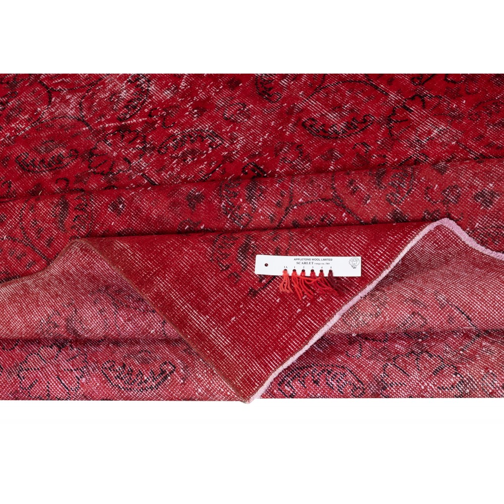 Vintage Handmade Turkish Wool Area Rug Overdyed in Red for Modern Home and Office Vintage Handmade Turkish Wool Area Rug Overdyed in Red for Modern Home and Office