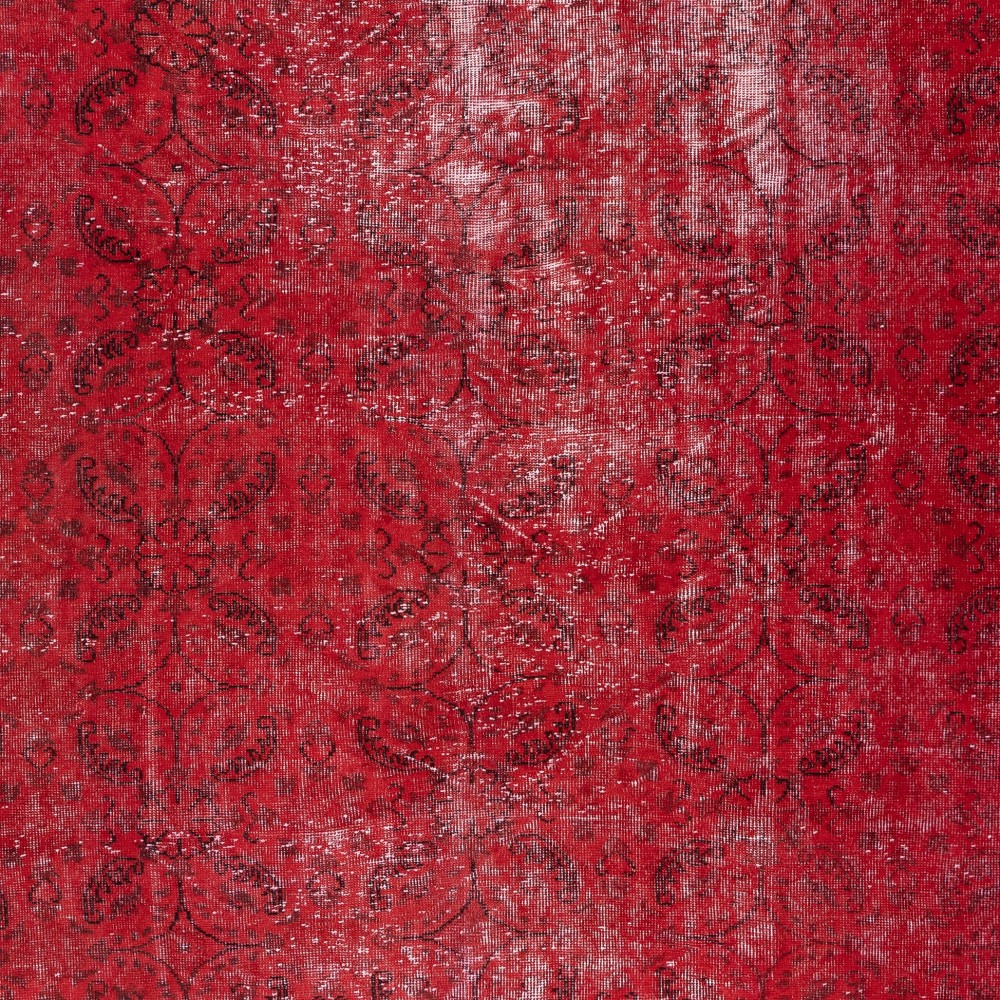 Vintage Handmade Turkish Wool Area Rug Overdyed in Red for Modern Home and Office Vintage Handmade Turkish Wool Area Rug Overdyed in Red for Modern Home and Office