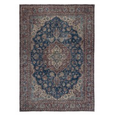 Traditional Vintage Handmade Turkish Area Rug. Hand-knotted Wool Carpet with Medallion Design