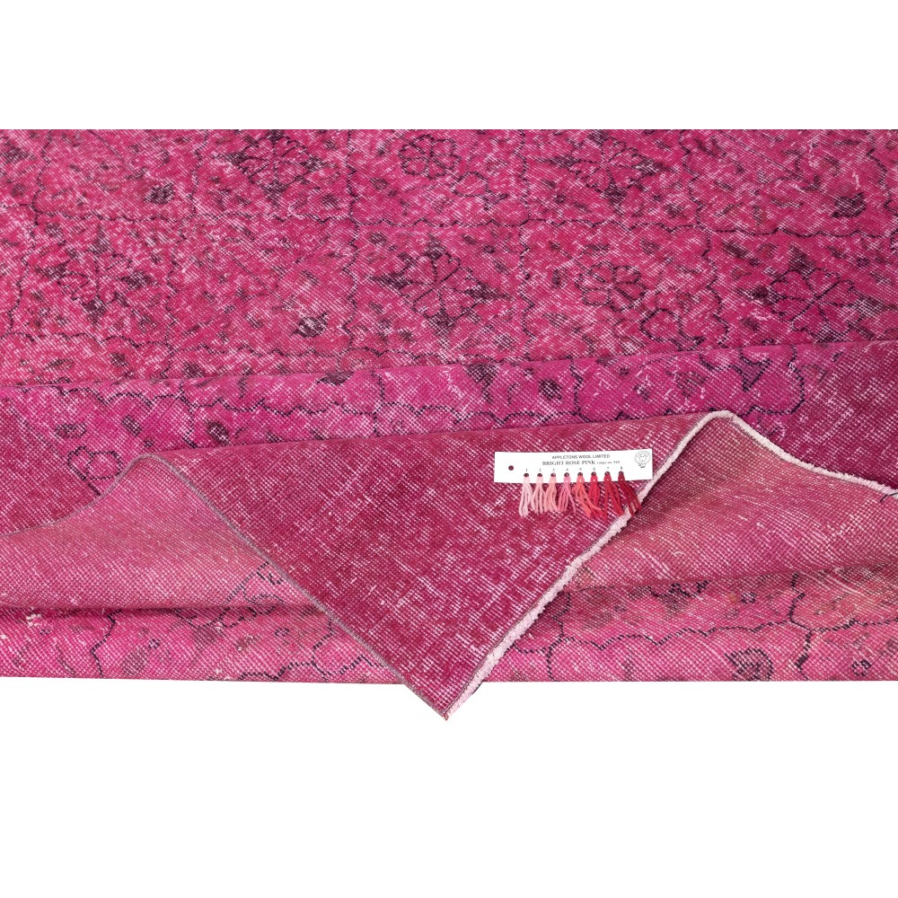 Hand-knotted Vintage Turkish Wool Area Rug Overdyed in Pink for Modern Interiors Hand-knotted Vintage Turkish Wool Area Rug Overdyed in Pink for Modern Interiors